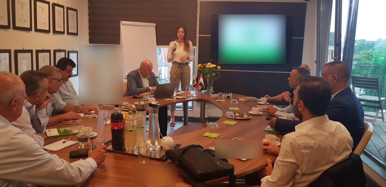 Diana Pereira Piechoczek leading a sales training session in a boardroom